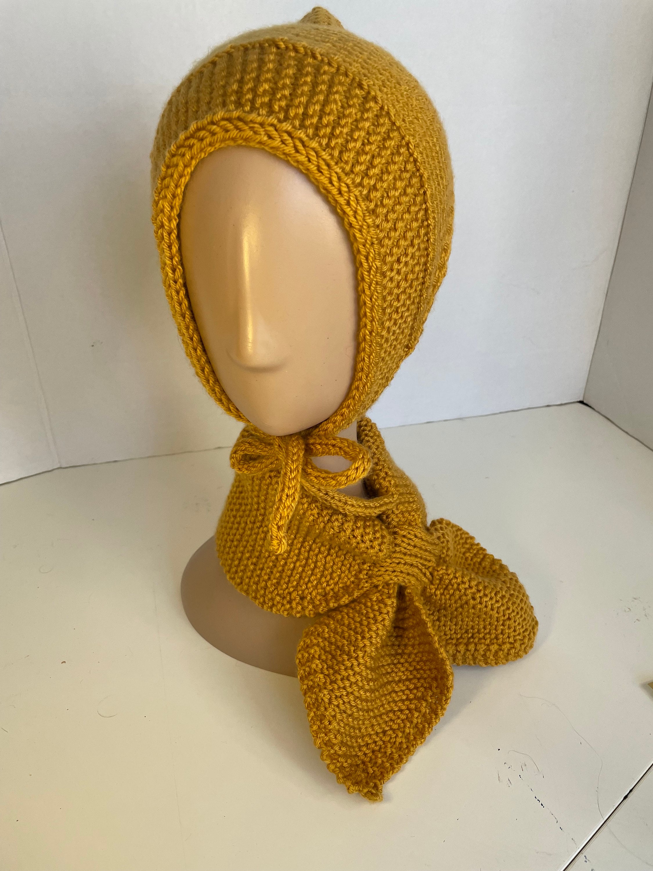 Vintage Style Matching Pixie Hood and Scarf Set Purple Mustard Aran - Etsy