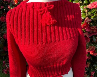 1940s “Drawstring” Jumper - hand knitted from vintage pattern