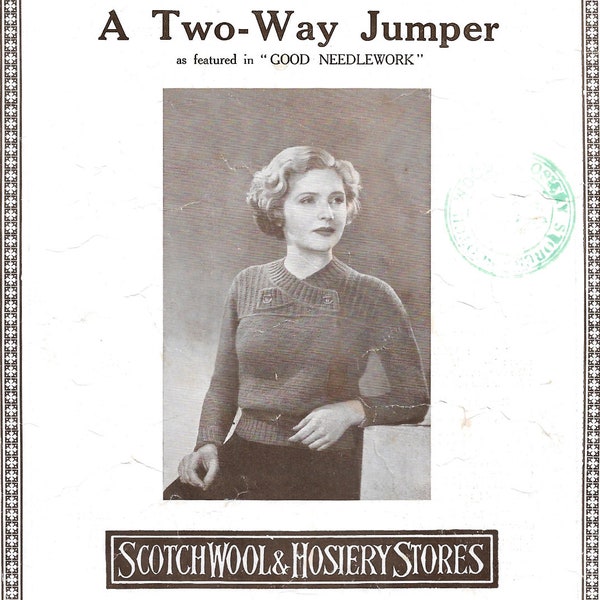 A two way jumper 1930 PDF knitting pattern