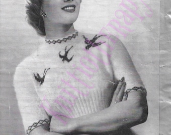 Patrón de tejido en PDF del jersey P&B 345 Angora Bluebirds