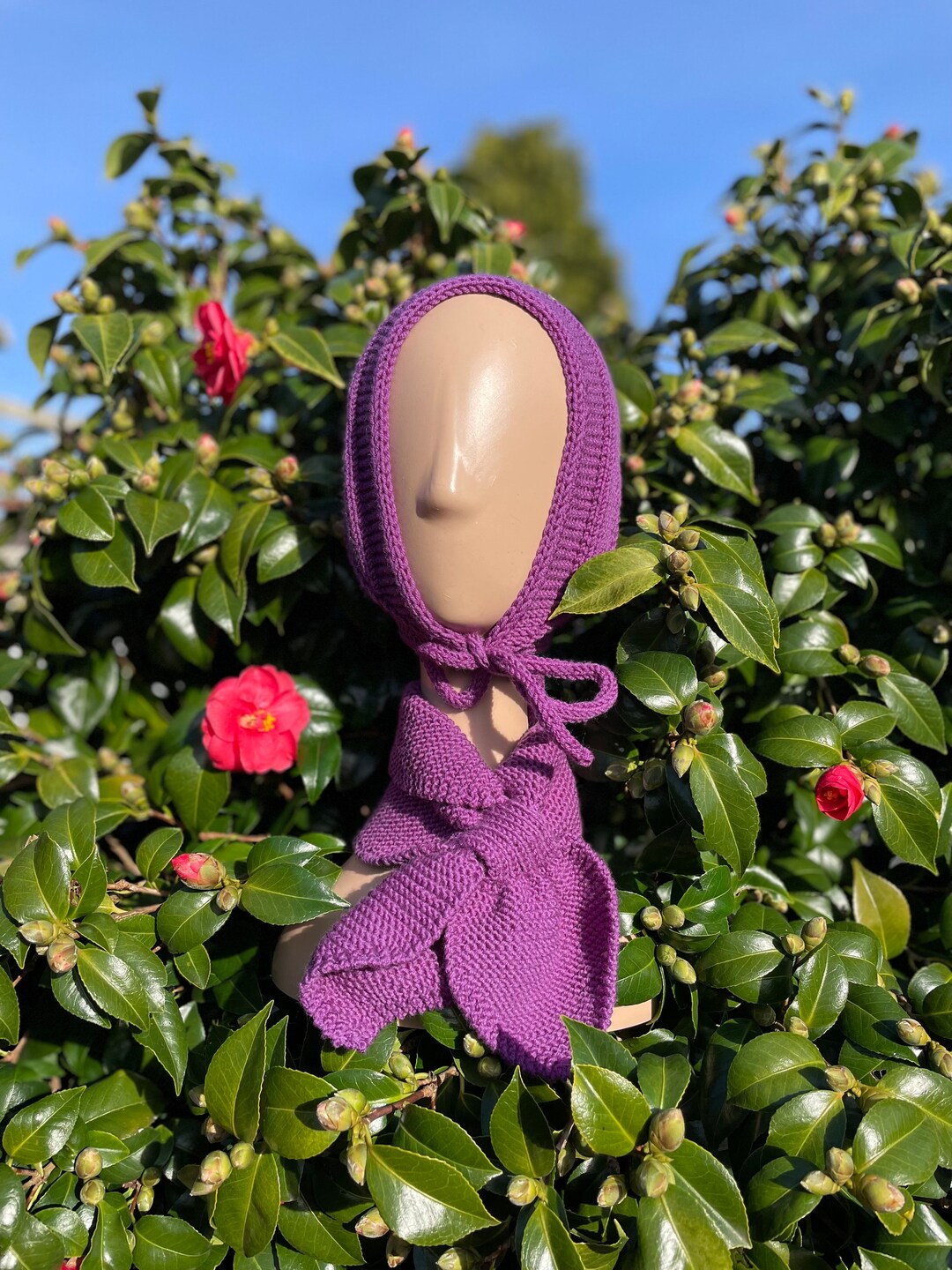 Vintage Style Matching Pixie Hood and Scarf Set. Purple: 100% Merino - Etsy