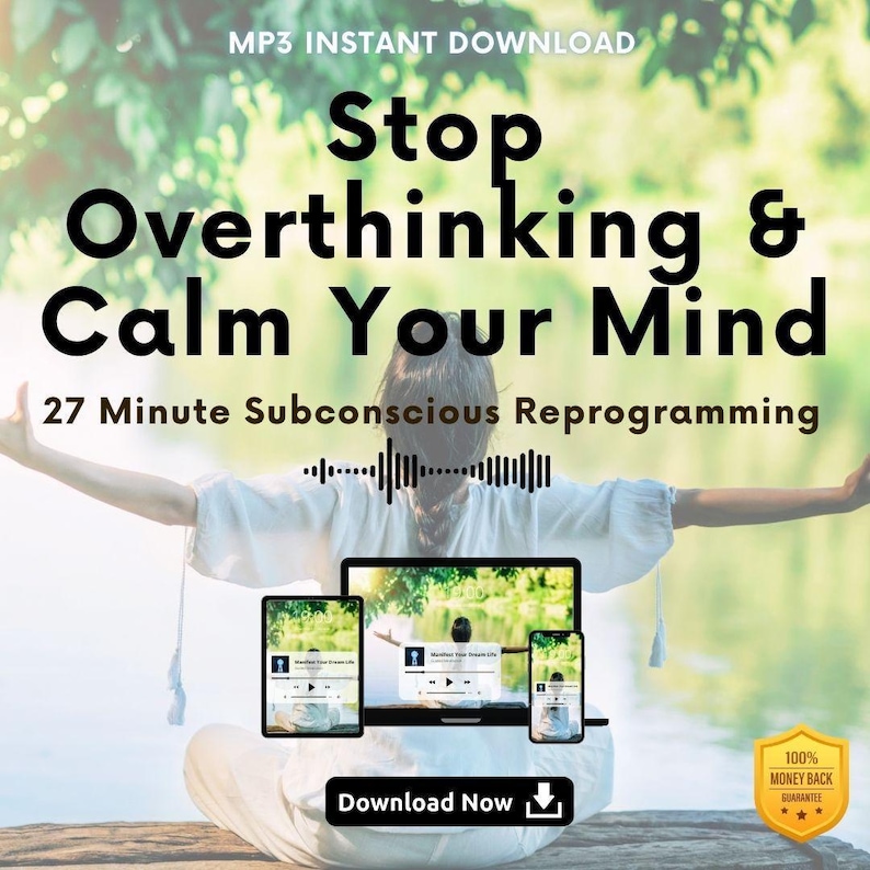 Stop Overthinking and Calm Your Mind' self-hypnosis audio for mental clarity and inner peace.