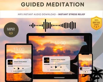 Instant Stress Relief Guided Meditation, 12-Minute Relaxation (Digital Download)