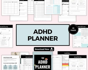 ADHD Planner | ADHD Help | Habit & Self-Care Tracker | Digital Download | Neurodivergent Printable Workbook