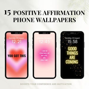 15 affermazioni positive per lo sfondo del telefono, motivazione quotidiana, riprogrammazione subconscia, sfondo per smartphone, iPhone, sfondo del telefono