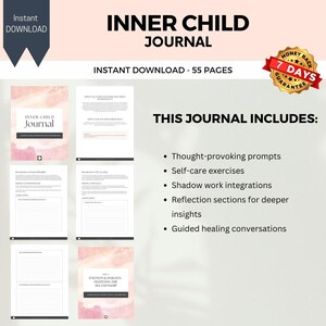 Inner Child Healing Journal: Guided Self Care Planner and Workbook, Wellbeing Journal, Self Care Gift, Digital Planner, shadow work