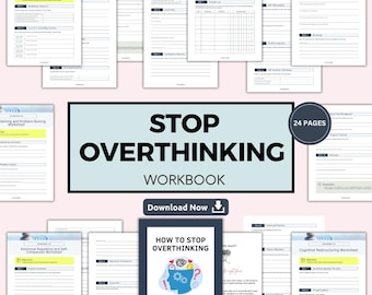 Stop Overthinking Workbook, personal development, self-help workbook, growth mindset, calm mind workbook, anxiety worksheets, mental health