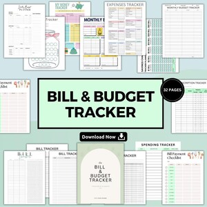 Bill & Budget Tracker | Bill Tracker, Budget Tracker, Budget Planner, Task Tracker, Spending Tracker, Expense Tracker, Printable tracker