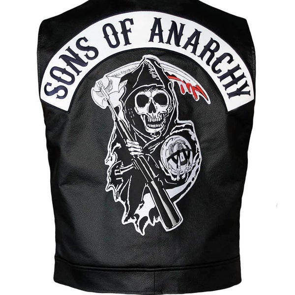 Mens Sons Of Anarchy Samcro Costume Cosplay Casual Classic Motorcycle Biker Genuine Leather Vest