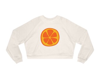 Oranje segmentsweater | Fruittop || Cropped fleecetrui voor dames