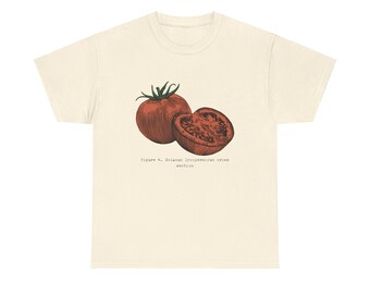 Tomaat Illustratie T-shirt | Wetenschappelijk cijfer | Tuin | Plantaardig overhemd | Tomaten | Unisex zwaar katoenen T-shirt