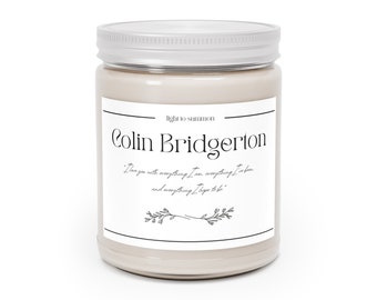 Light to summon Colin Bridgerton: Eco-friendly, soy wax, scented, gift for book lovers, book boyfriend