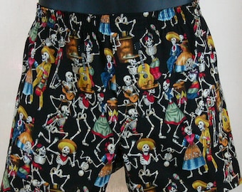 DAY of the DEAD cotton boxers - Dia de los Muertos