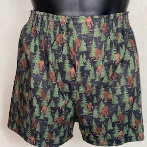 BIGFOOT cotton boxers - Sasquatch, yeti, hominid, cryptid, Pacific Northwest, forest, hide and seek