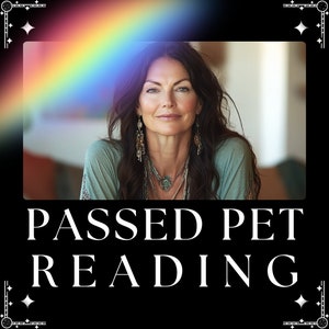 Peut inclure: Une femme aux longs cheveux noirs et un haut turquoise sourit à la caméra. Le texte "PASSED PET READING" est écrit en lettres blanches sur un fond noir.