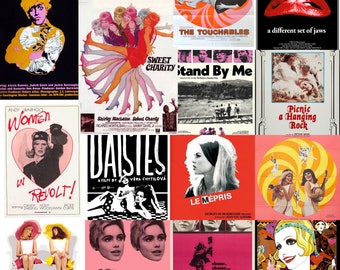 SELTENE Vintage-Filmplakate der 60er, 70er und 50er Jahre im Vintage-Stil, Collage, Retro-Boho