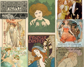 60+ Stück Vintage Jugendstil Alphonse Mucha druckbare Downloads Poster Druck hohe Qualität