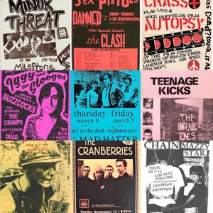 Más de 30 carteles de música rock de los años 70, 80 y 90, carteles de conciertos grunge, punk, vintage, kit de collage de pared estético, póster de banda retro de muy alta calidad