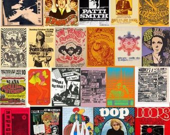 100+PCS RARI poster di musica rock degli anni '60, '70 e '80, poster di concerti vintage dei Beatles, kit di collage estetico per pareti Poster di band retrò di altissima qualità