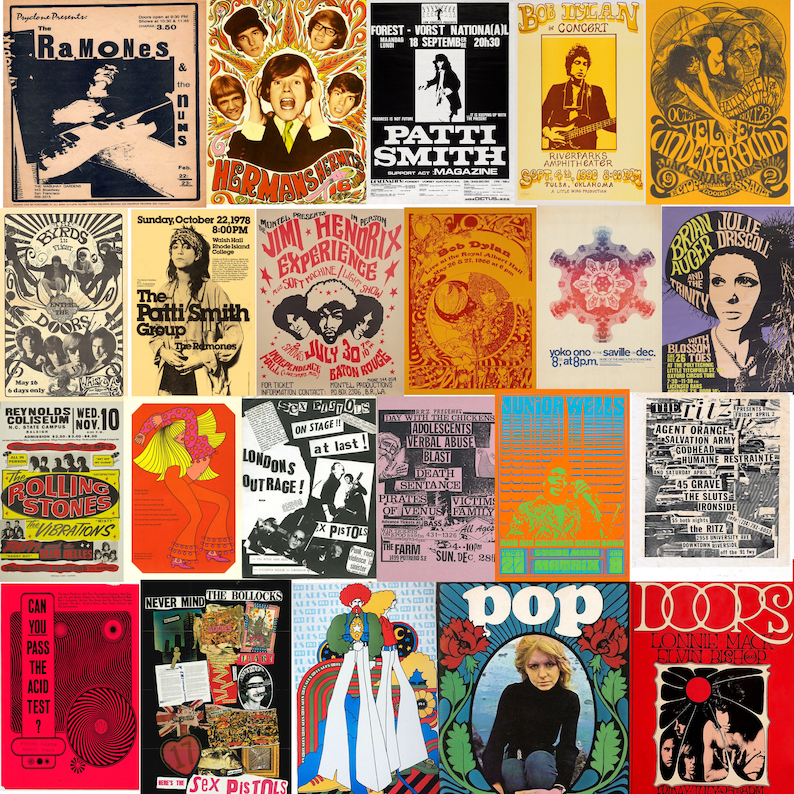 100 stücke SELTENE 60er Jahre 70er Jahre Musik Rock Poster, Beatles Vintage Konzert Poster, ästhetische Wandcollage Kit extra hochwertiges Retro Band Poster Bild 1