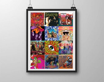 60er Jahre Vinyl beste psychedelische Kunst Album Cover Poster, Musik Wand Kunst Druck, Sofort Download, Indie Raum Dekor, druckbare Poster