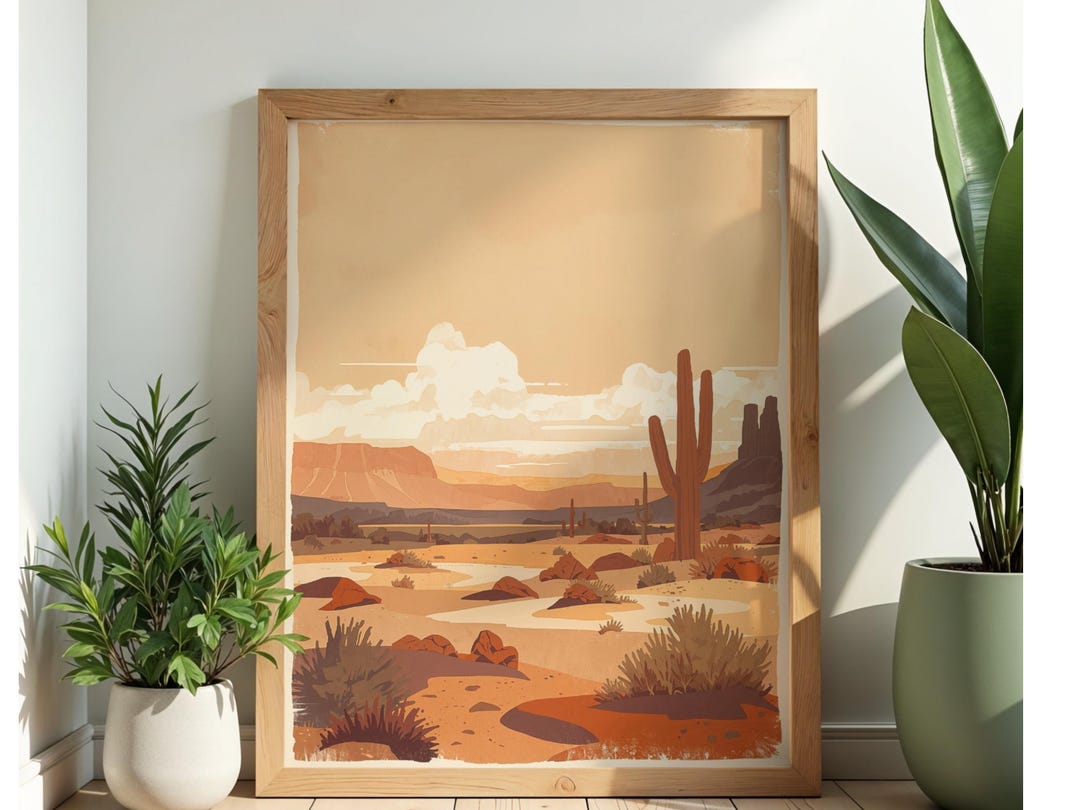 1970s Desert Landscape Art Print, Vintage Southwest Illustration - Etsy