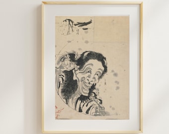 Japanischer Yokai Kunstdruck | Vintage Geist Illustration | Gruselige Ukiyo e Wand Dekor Digitaler Download