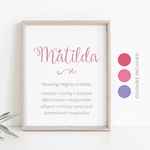 MATILDA Name Meaning Printable Wall Art, Character Traits, Strengths, Talents | Name Numerology Meaning INSTANT DOWNLOAD
