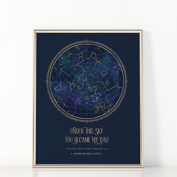 Custom Father's Day Star Map Printable Wall Art, Unique Father's Day Gift, The Night You Became My Dad, New Dad Gift | Digital Download