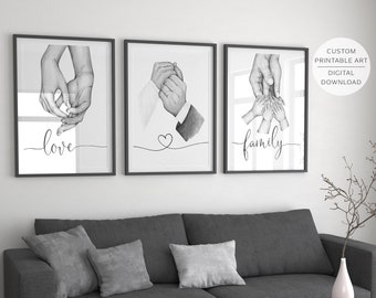 Personalised Love Story Printable Wall Art, Custom Family Print, Family Hands Print, Family Wall Art, Family Room Decor, Digital Download