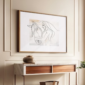 Horse Girl Line Art Abstract Horse Painting Printable Wall Art, Horse One Line Drawing Art Prints GLAHP24 | INSTANT DOWNLOAD