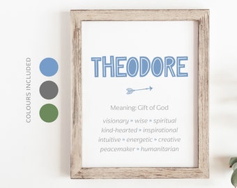 THEODORE Name Meaning Printable Wall Art, Character Traits, Strengths, Talents | Name Numerology Meaning INSTANT DOWNLOAD