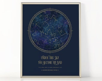 Custom Father's Day Star Map Printable Wall Art, Unique Father's Day Gift, The Night You Became My Dad, New Dad Gift | Digital Download