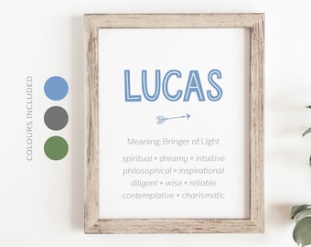 LUCAS Name Meaning Printable Wall Art, Character Traits, Strengths, Talents | Name Numerology Meaning INSTANT DOWNLOAD