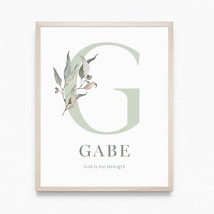 Carta personalizada de hoja australiana NOMBRE Arte de pared imprimible Arte de la habitación para niños, Cartel de nacimiento de niños neutros, Nombre que significa Impresión / Descarga digital