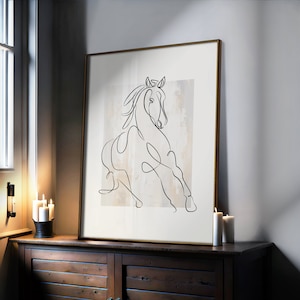 Horse Galloping Line Art Abstract Horse Painting Printable Wall Art, Horse One Line Drawing Art Prints GLAHP24 | INSTANT DOWNLOAD