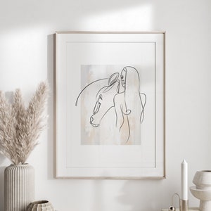 Horse Girl Line Art Abstract Horse Painting Printable Wall Art, Horse One Line Drawing Art Prints GLAHP24 | INSTANT DOWNLOAD