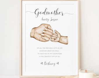 Personalised Godmother Printable Wall Art | Gift for Godparent, Gift for Godmother from Godchild | Digital Download