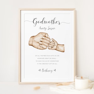 Personalised Godmother Printable Wall Art Gift for Godparent, Gift for Godmother from Godchild Digital Download image 1