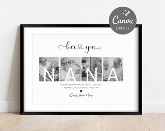Editable Mother's Day Template, Love You Nana Canva Template, Gift for Grandmother, Printable Wall Art, Digital Download | INSTANT DOWNLOAD