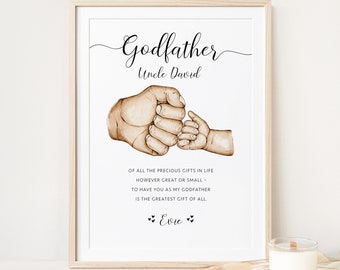 Personalised Godfather Printable Wall Art | Gift for Godparent, Gift for Godfather from Godchild | Digital Download