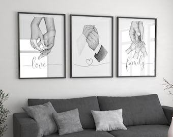 Gepersonaliseerde liefdesverhaal afdrukbare muurkunst | Aangepaste familieprint, familiehandenprint, familiemuurkunst, familiekamerdecoratie | Digitale download