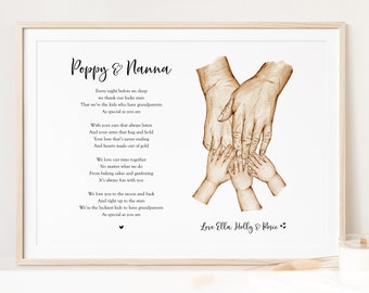 Personalised Poem Grandparents Grandchildren Hands Printable Art, Gift for Grandparent, Gift for Grandma, Gift for Grandad, Digital Download