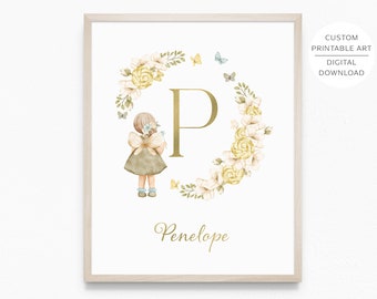 FAIRY Personalised Letter NAME Printable Wall Art Girls Room Decor | Birth Print | Digital Download