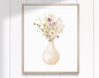 Wildflower Vase Art | Printable Wall Art Girls Room Decor | Wildflowers Art Print | INSTANT DOWNLOAD