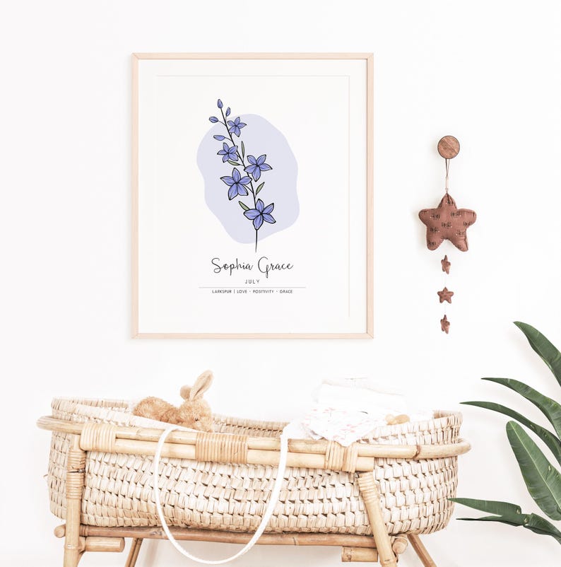 Personalised Birth Month Flower Printable Wall Art, Name Print, Birth Stats Poster | Digital Download image 14