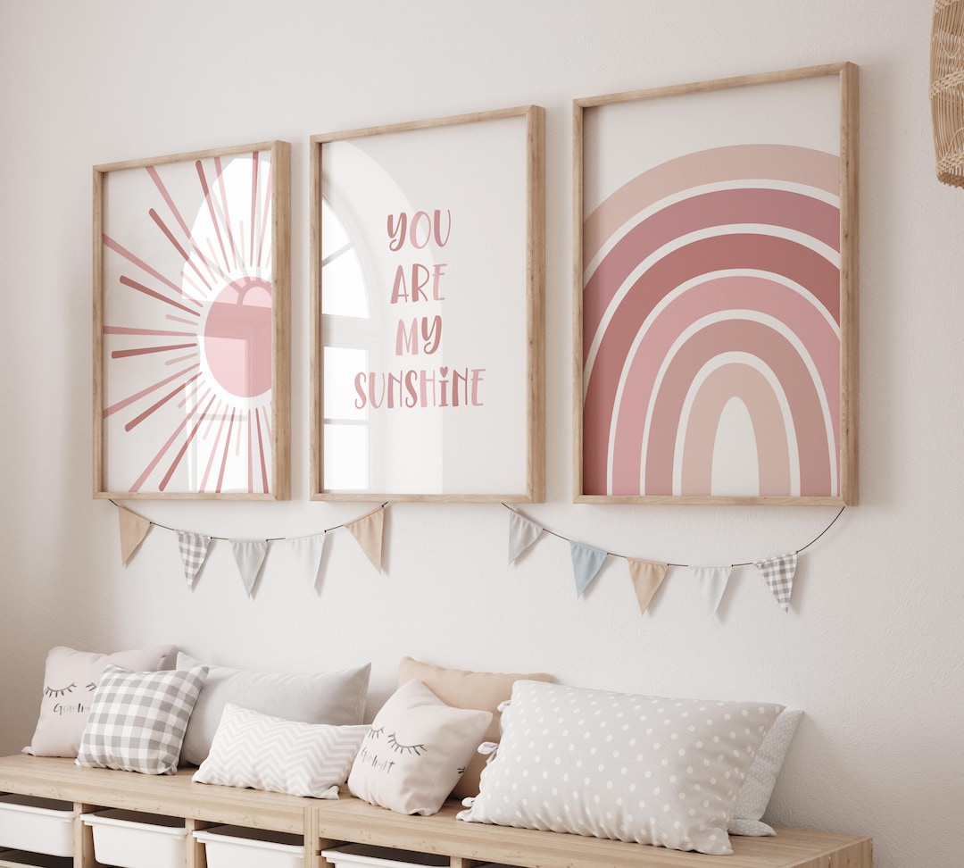 BOHO You Are My Sunshine Printable Wall Art, Nursery Art, Set of 3, Sun ...