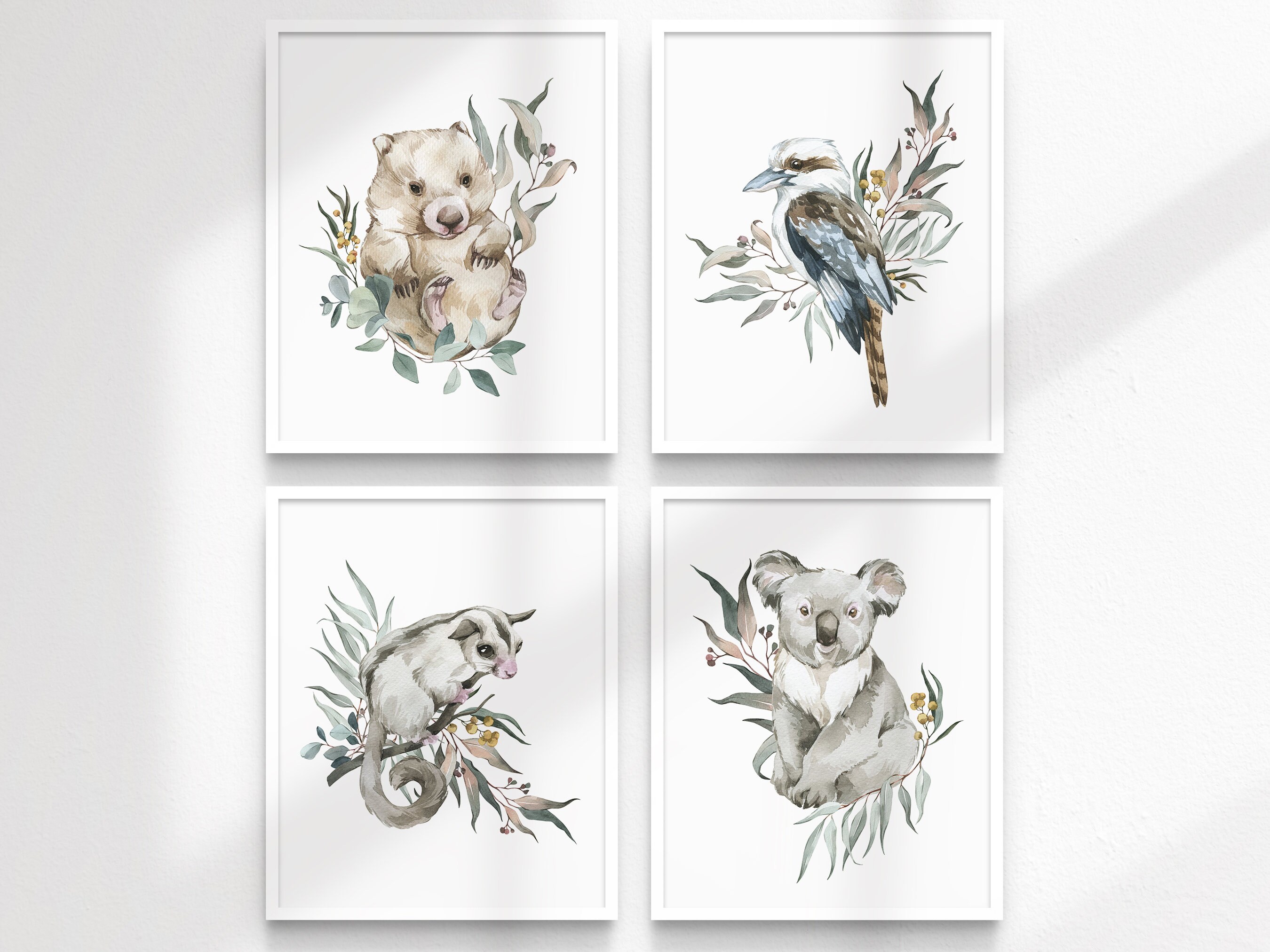 AUSTRALIAN Animals Printable Wall Art Set of 4, Koala, Kookaburra ...