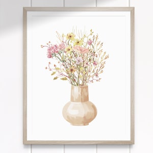 Wildflower Vase Art | Printable Wall Art Girls Room Decor | Wildflowers Art Print | INSTANT DOWNLOAD