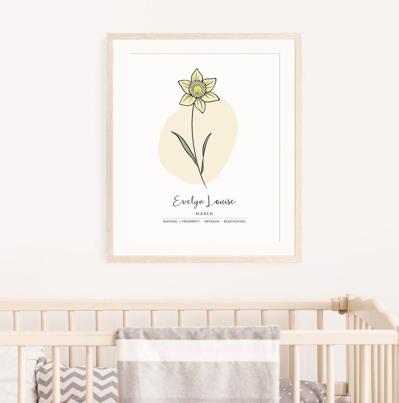 Personalised Birth Month Flower Printable Wall Art, Name Print, Birth Stats Poster | Digital Download image 11